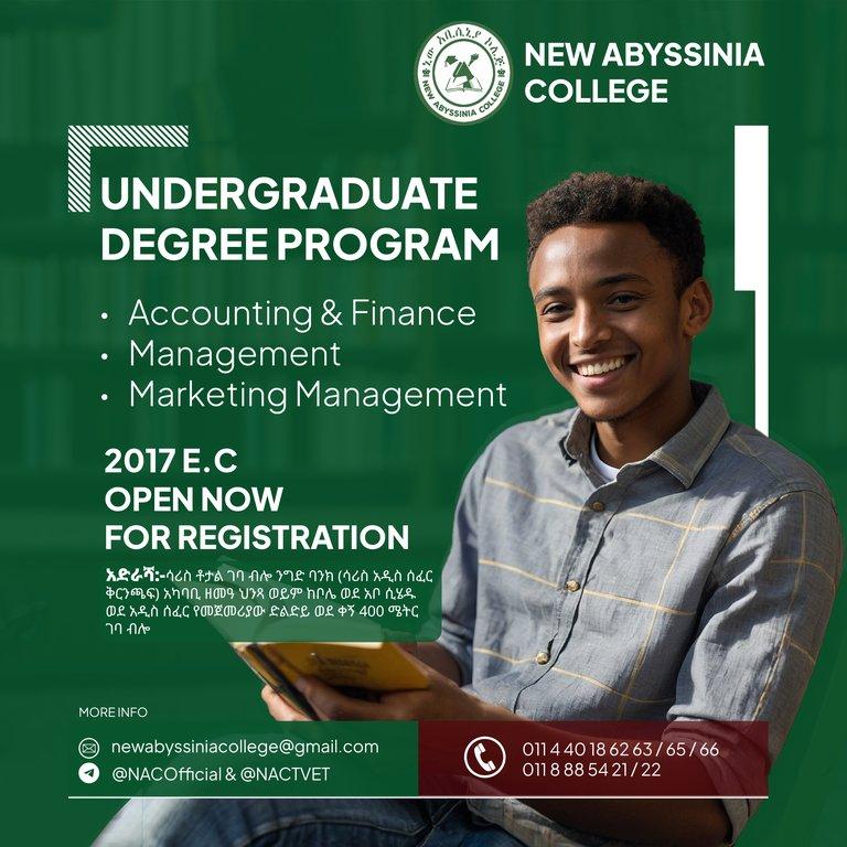 New Abyssinia College Undergraduate/ Degree Admission